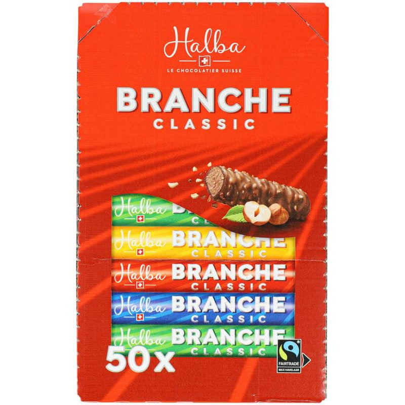 Branches Mælkechokoladestænger 50 Pack - Mælkechokoladestænger med hasselnøddecremefyld - Swiss Chokolade - Bulkpakke med 50 individuelt indpakkede stænger (23g hver) / 1150g