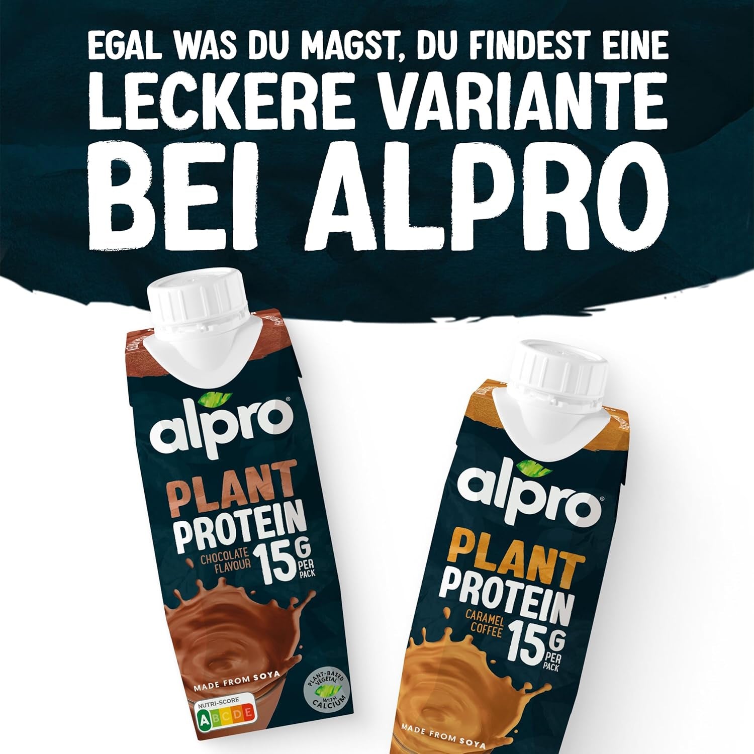 Alpro Proteindrink Schokoladengeschmack – Vegan und milchfrei – Ohne Süßstoffe – Von Natur aus lactosefrei – Reich an Ballaststoffen, Calcium und Vitaminen – 15 x 250 ml – Haltbar