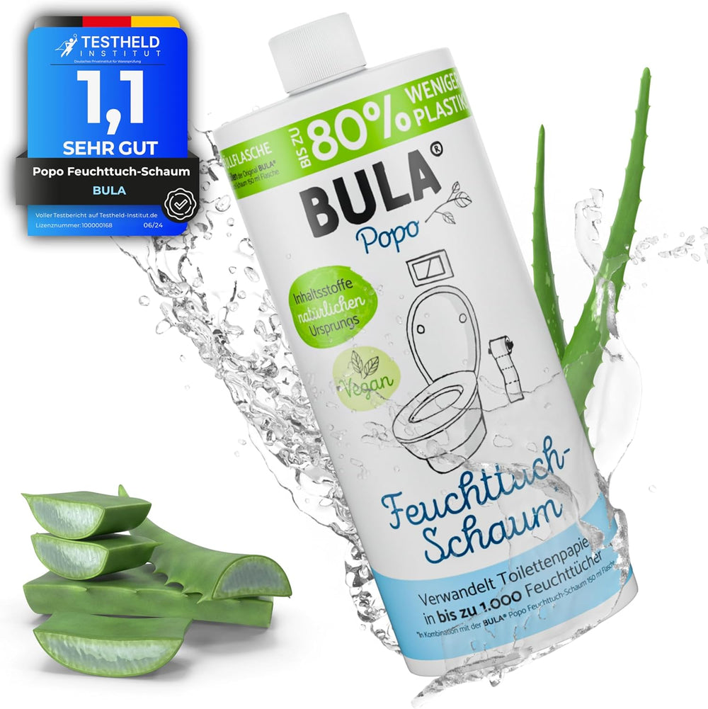 BULA® Popo genopfyldningsflaske (750 ml) BARE FOR AT FYLDE vores 150 ml og 50 ml flasker! | Erstatter op til 1.000 servietter! | Med ingredienser af naturlig oprindelse