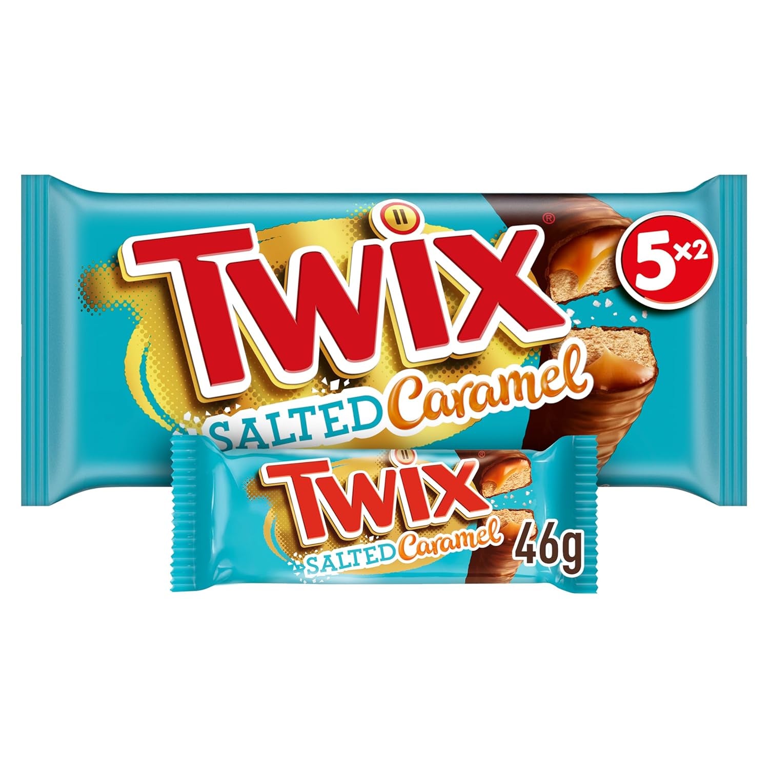 Twix Salted Caramel Chokoladebarer | Bulk pakke chokolade | 30 dobbeltstænger (30 x 46 g)