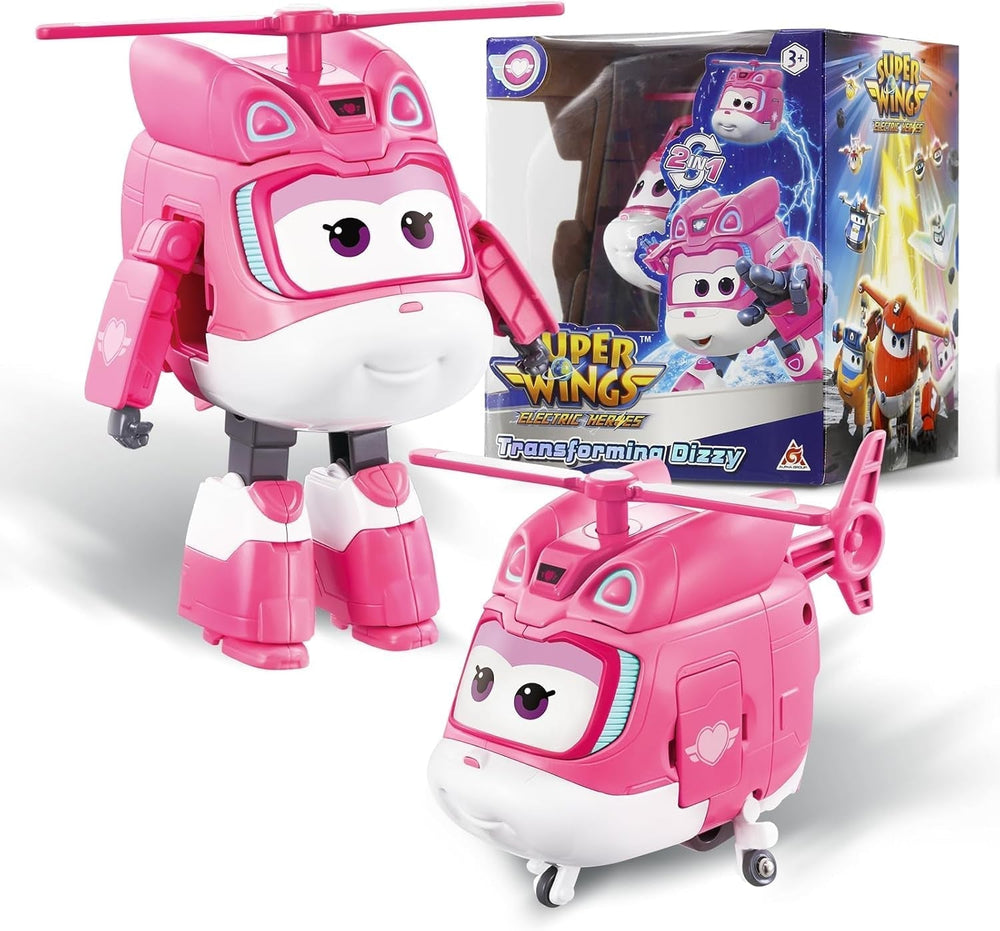 Super Wings Transformation Plane Supercharged Traver, ca. 12,7 Cm Store børn Legefigur Legetøj Fly og Robot Figur til drenge og piger over 3 år Sølv Action Figurer Naty Shop Svimmel