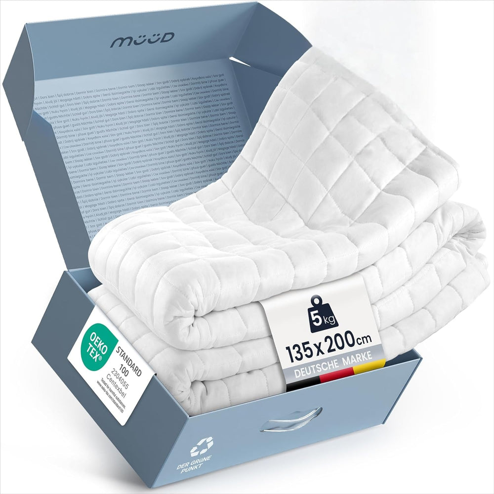 7 kg terapeutisk tæppe I 135X200Cm I Til afslappende søvn I Højkvalitets vægtet tæppe lavet af åndbart bomuld I Afstressende og terapeutisk - Inklusiv pakkeboks med bærehåndtag Senge og tæpper Besuche den mÃ¼Ã¼d-Store 135 X 200 Cm 5 kilogram