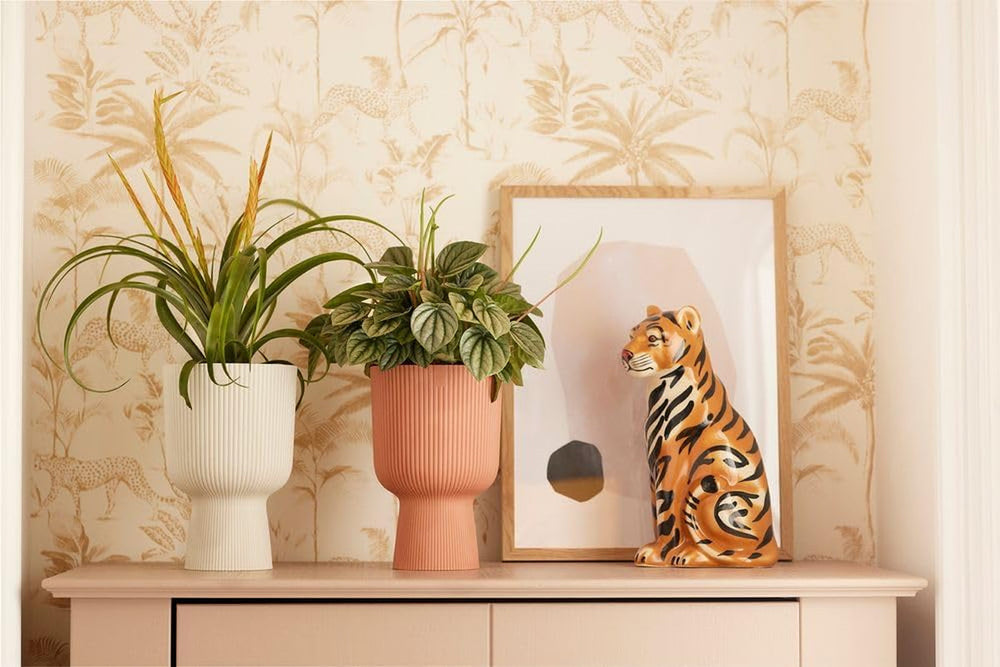 Ghiveci elho Vibes Fold Coupe 14 - Ghiveci de flori de interior - Plastic 100% reciclat - Ø 13,9 x H 21,0 cm - Alb/Alb mătăsos