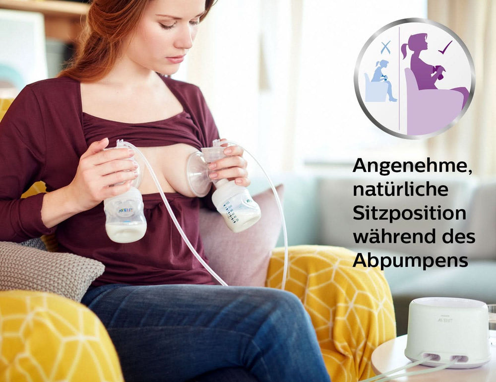 Dobbelt elektrisk brystpumpe Philips Avent SCF334/02 Tilbehør Mad og amning Bebe Naty Shop