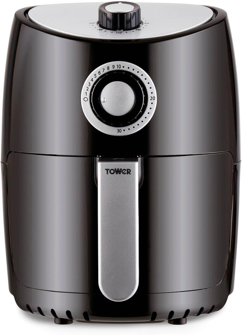 Tower T17021 varmluftfrituregryde, 60 minutters timer - 4,3 L, 1500 W Hvidevarer Naty Shop 2,2 L Heißluftfritteuse, Schwarz