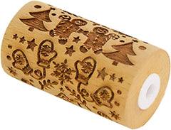 SCHROTTAGGNING - 5305 Mini Holz Roller "Lebkuchenmann" - Geprägte Prägung Prägung Abdrücke Dekoration Form for Kekse, Sand, Plätzchen