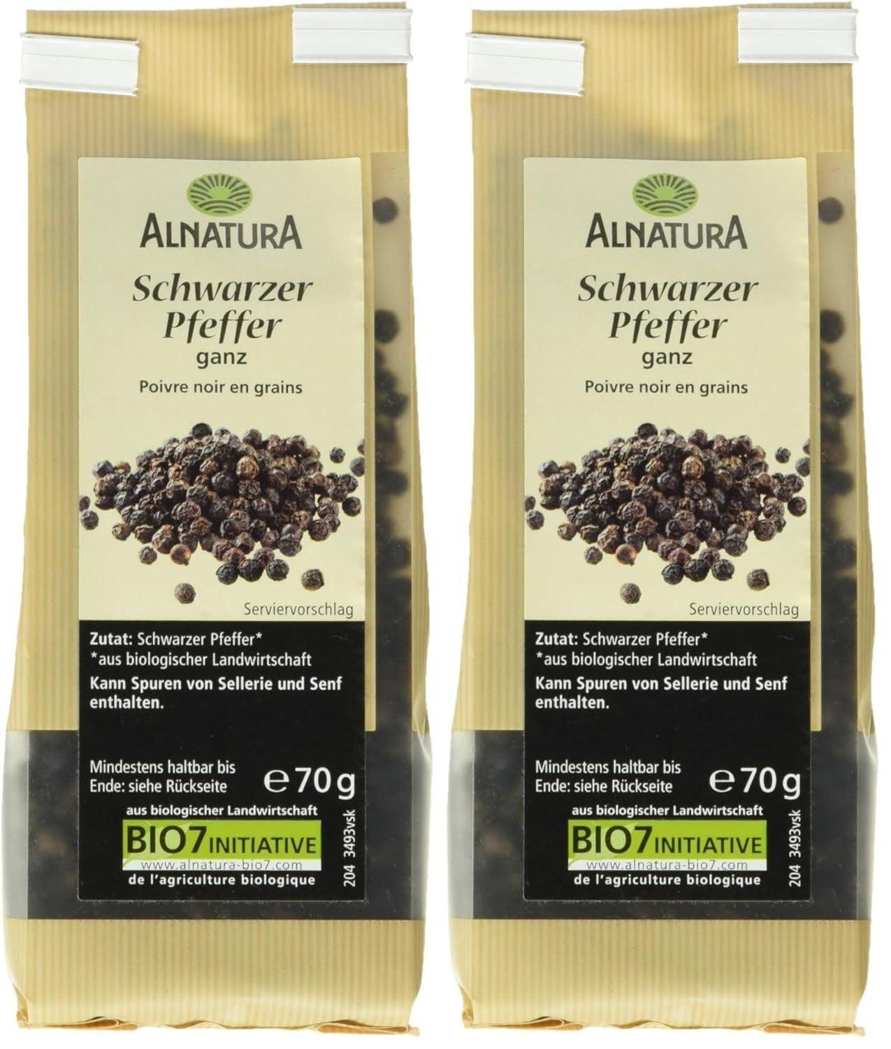 Økologisk Schwarzer Pfeffer ganz, 70g