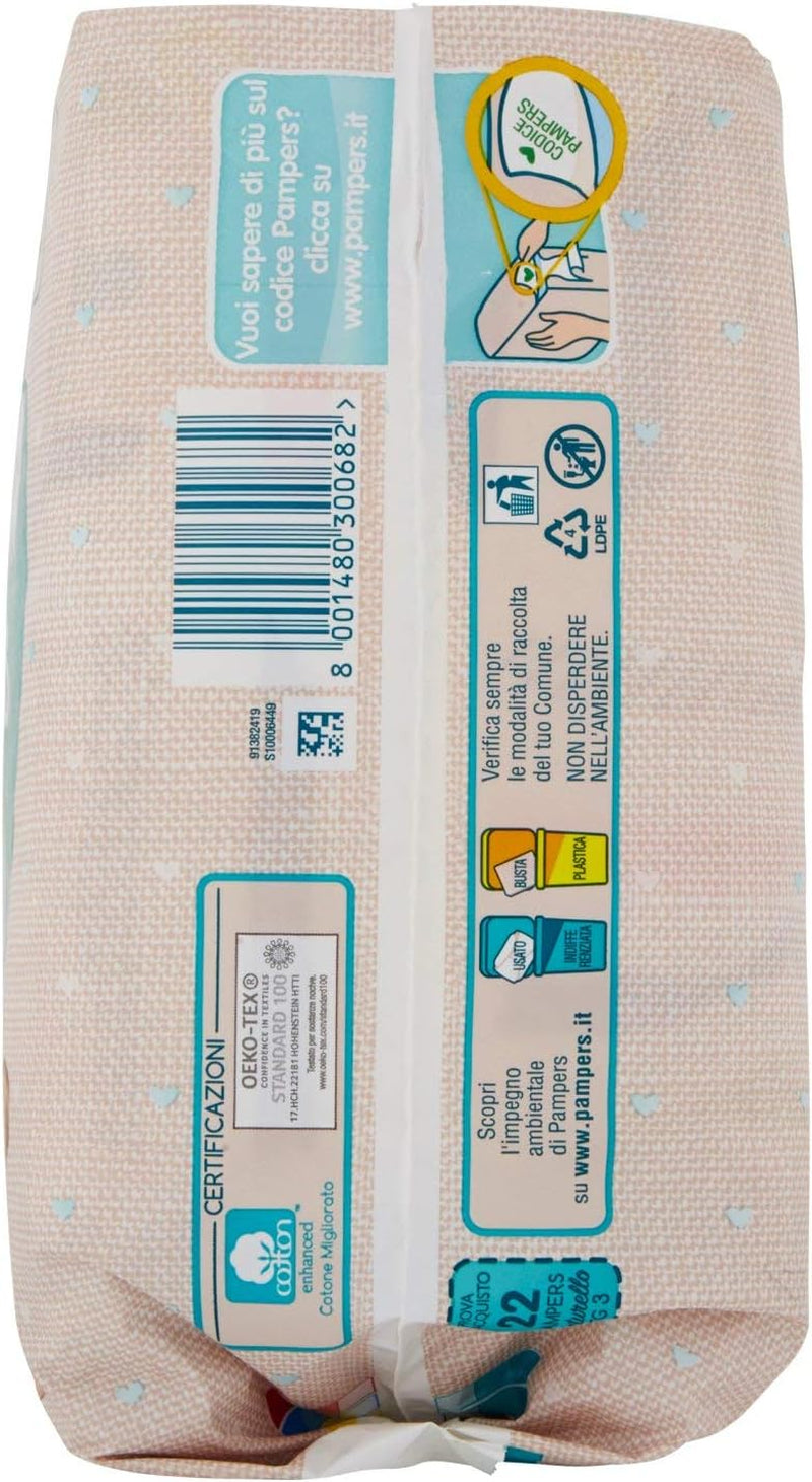 Pampers Naturello Midi, 22 bleer, str. 3 (4-9 kg)