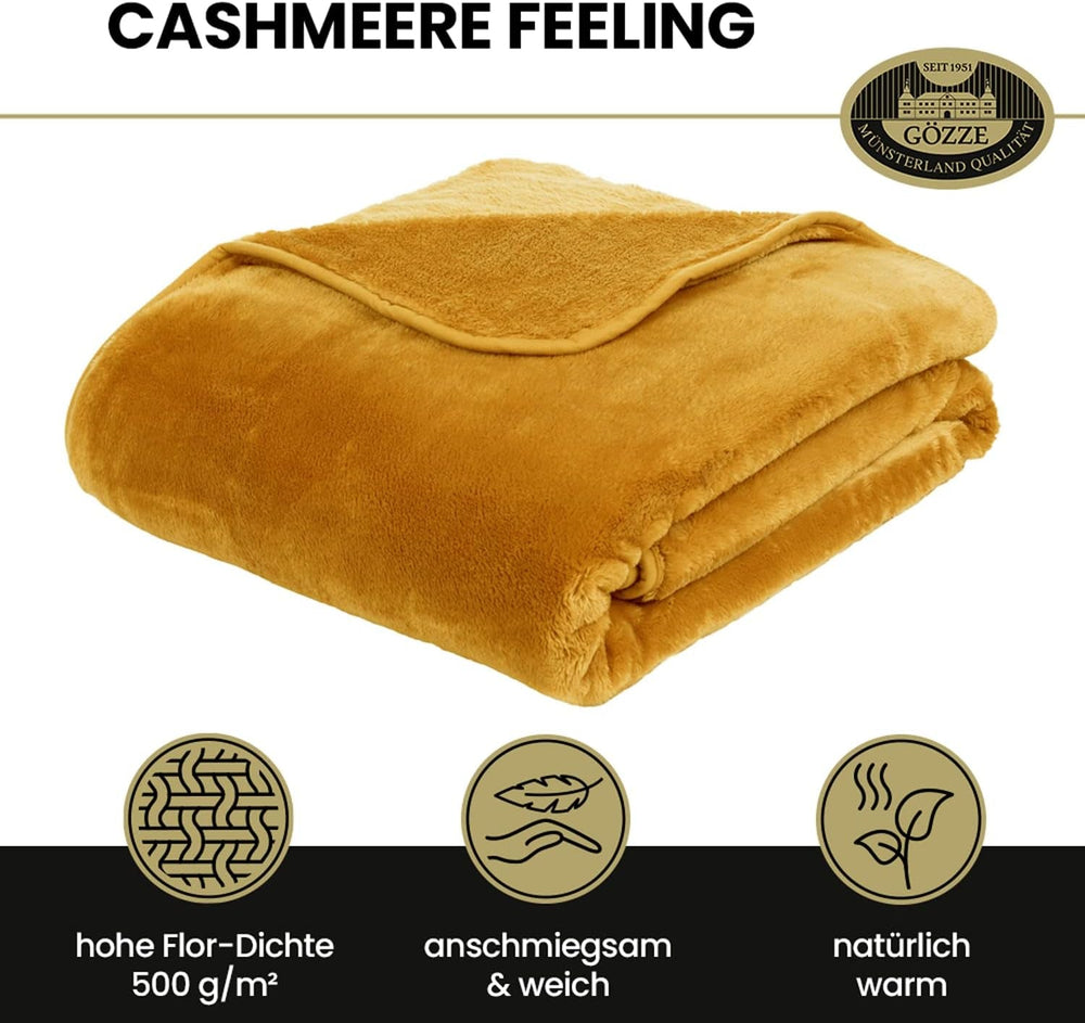 Gözze - Komfortabelt tæppe Premium Cashmere-følelse, 500 G/M², 180 X 220 Cm - sennepssenge og tæpper Besuche den Gözze-Store