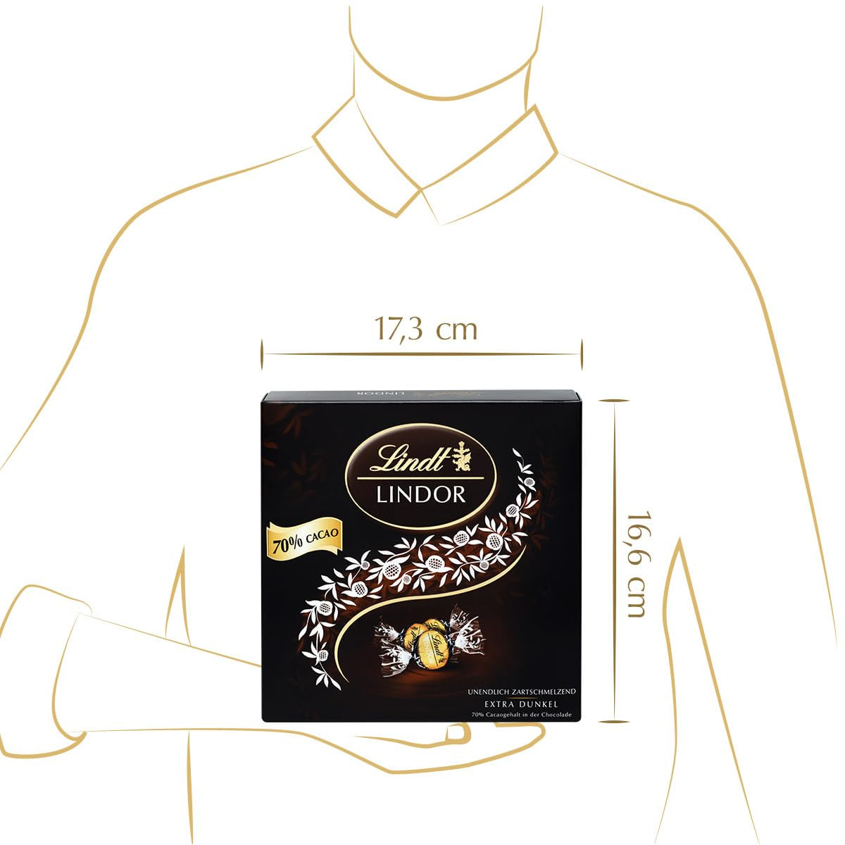 Gaveæske LINDOR Extra Black 70% Cacao, Gavechokolade, ca. 15 LINDOR trøfler, 186 g (pakke med 2)