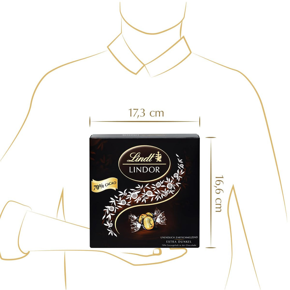 Gaveæske LINDOR Extra Black 70% Cacao, Gavechokolade, ca. 15 LINDOR trøfler, 186 g (pakke med 2)