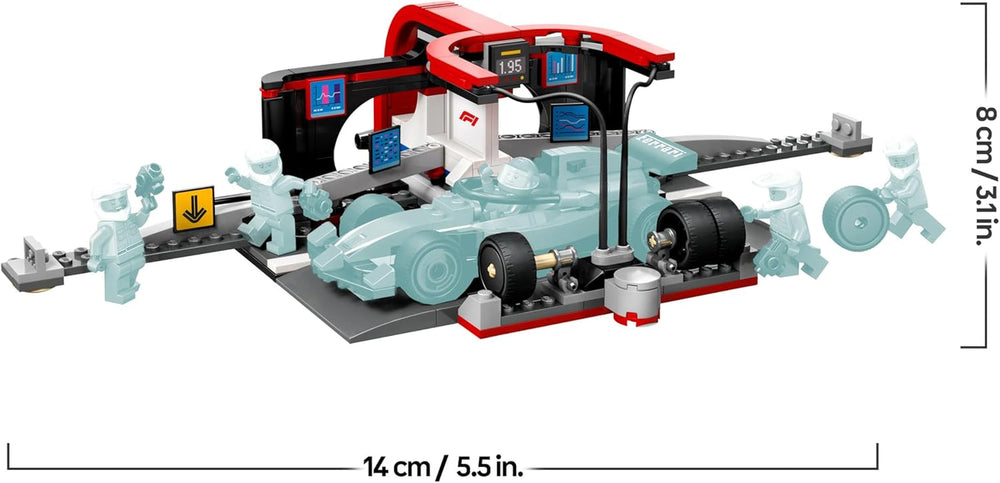 LEGO City F1 Boxenstopp mit Boxencrew und Ferrari Flitzer - Formel 1 Pit Stop Set mit 1 Rennfahrer und 4 Mechaniker Minifiguren - Spielzeug Rennauto für Jungen und Mädchen ab 6 Jahren - 60443