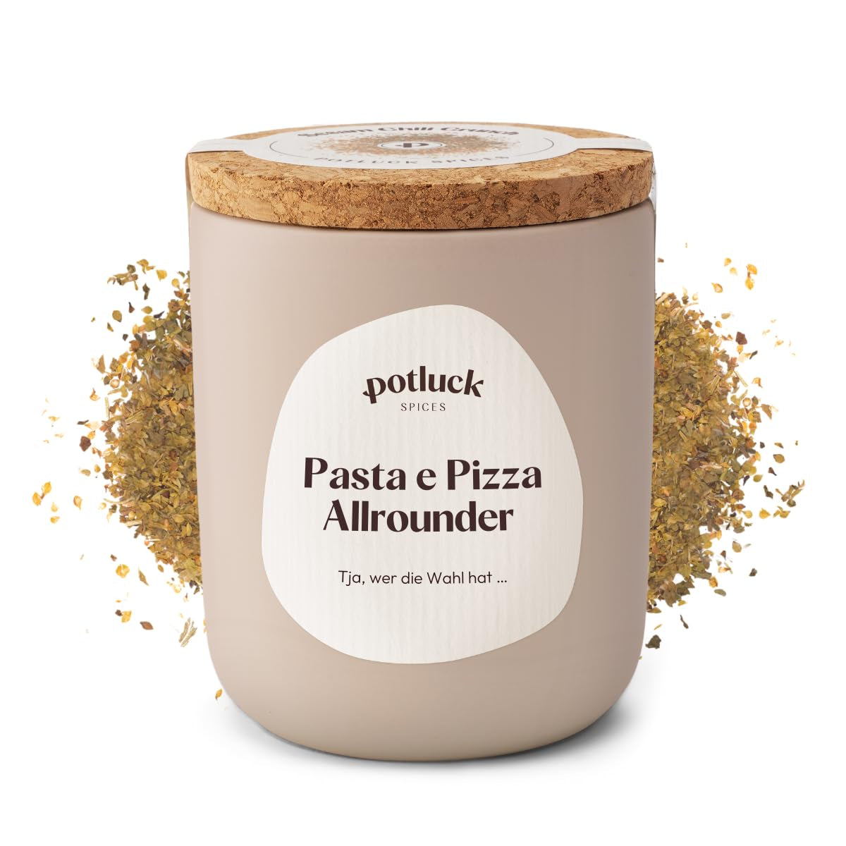 Potluck | Pasta og Pizza Kräuter | Gewürzzubereitung im Keramiktopf | 40 g | Vegansk, glutenfri og med naturlige ingredienser