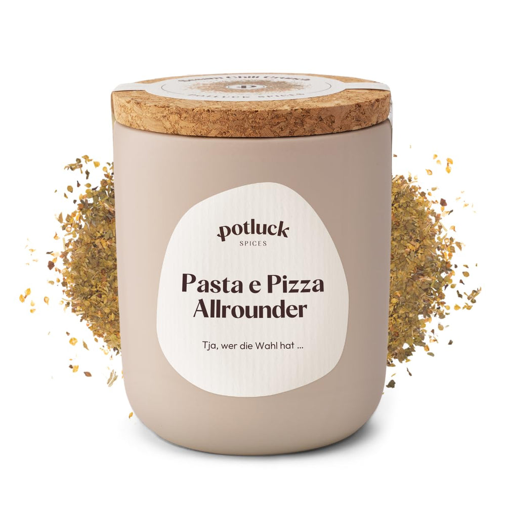 Potluck | Pasta og Pizza Kräuter | Gewürzzubereitung im Keramiktopf | 40 g | Vegansk, glutenfri og med naturlige ingredienser