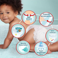 Pampers Babybleer Bukser str. 5 (12-17Kg) Premium Protection, Junior med Stop og Protect lomme, 144 bleer Trusse Mor og barn Naty Shop