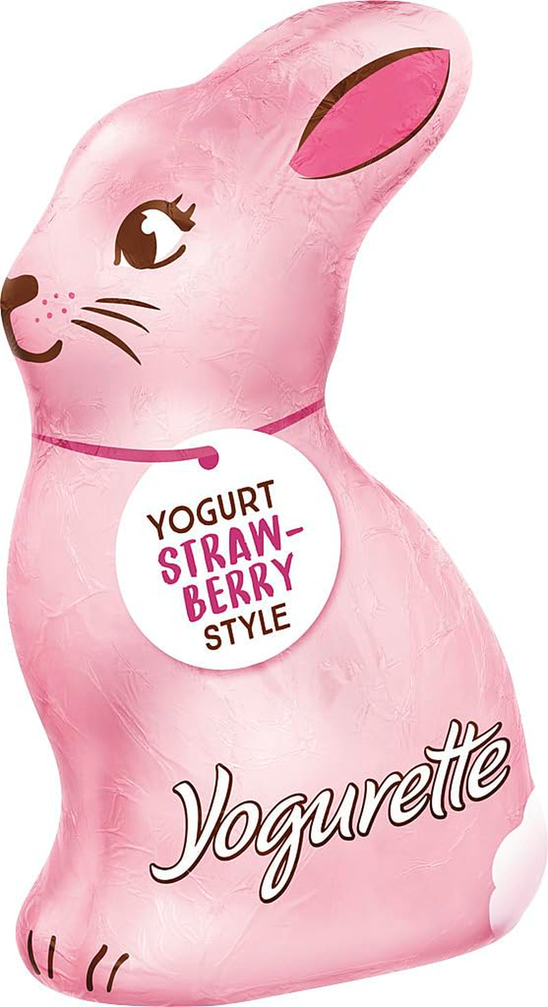 Påskehare med yoghurt 75 g – Chokoladehare til påske – Hvid chokolade med yoghurt og frugtagtige jordbærchips – Chokoladehare til påske og påske Kurv – Chokoladegave – påskegave