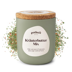 Potluck | Kräuterbutter-Gewürz | Würzmischung im Keramiktopf | 45g | Vegansk, glutenfri og med naturlige ingredienser