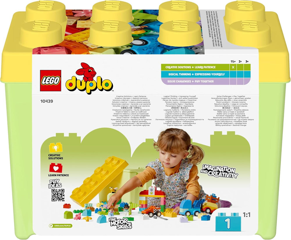 LEGO DUPLO Klassisk klodskasse biler og lastbiler, Køretøjslegesæt til børn fra 1,5 år, kreativt lærende legetøj, billegetøj og racerbilsæt 10439 Byggesæt Besuche den LEGO-Store