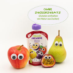 FRECHE FREUNDE Bio Quetschie Apple, Birne & Maracuja, Fruchtmus mit Obst im Quetschbeutel for Babies from 6. Month, vegan, 6er Pack (6 x 100g)