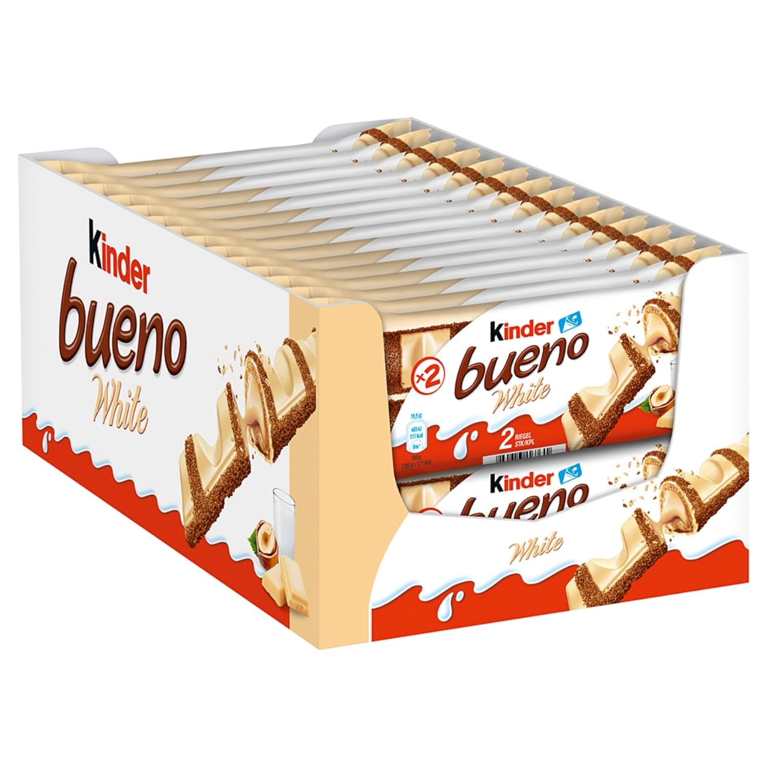 Kinder Bueno Mini - Crunchy Wafer chokoladebarer, mælkecreme og hasselnødder og fin mælkechokolade - Karnevalsgodbidder - 1 pose mini individuelt indpakkede stænger (1 x 108 g)