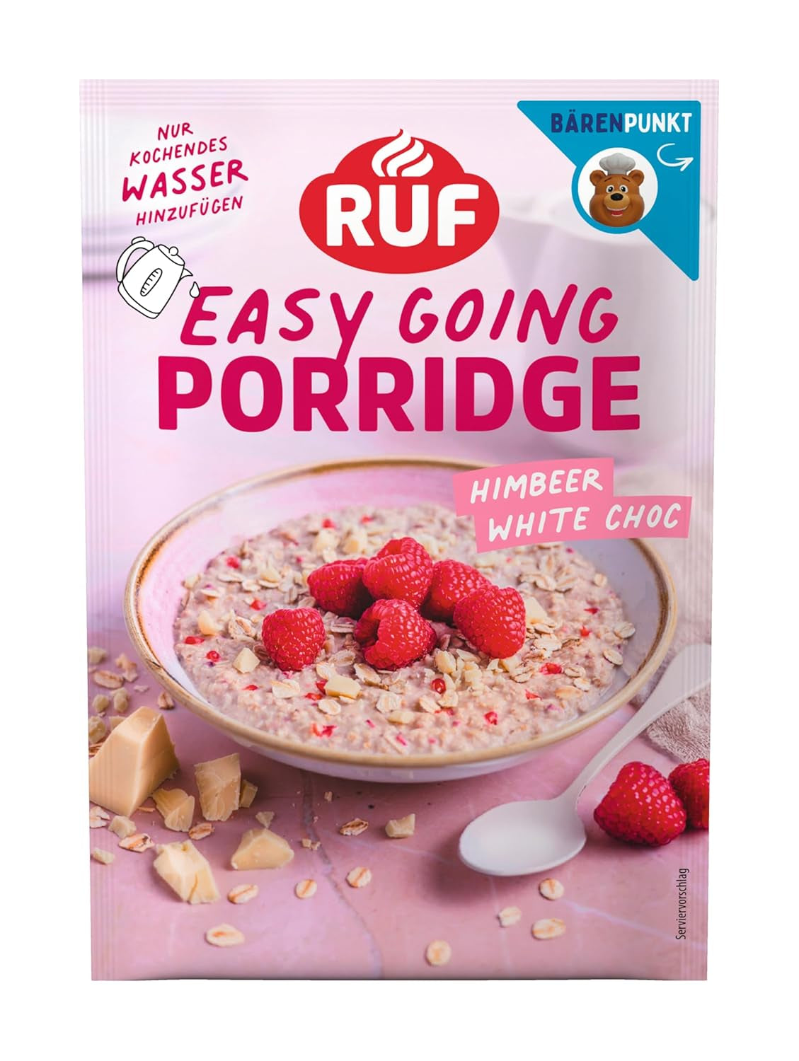 RUF instant havregryn med jordbær og vanilje, et sommermåltid med havre klar på 3 minutter, 1 pose x 65g
