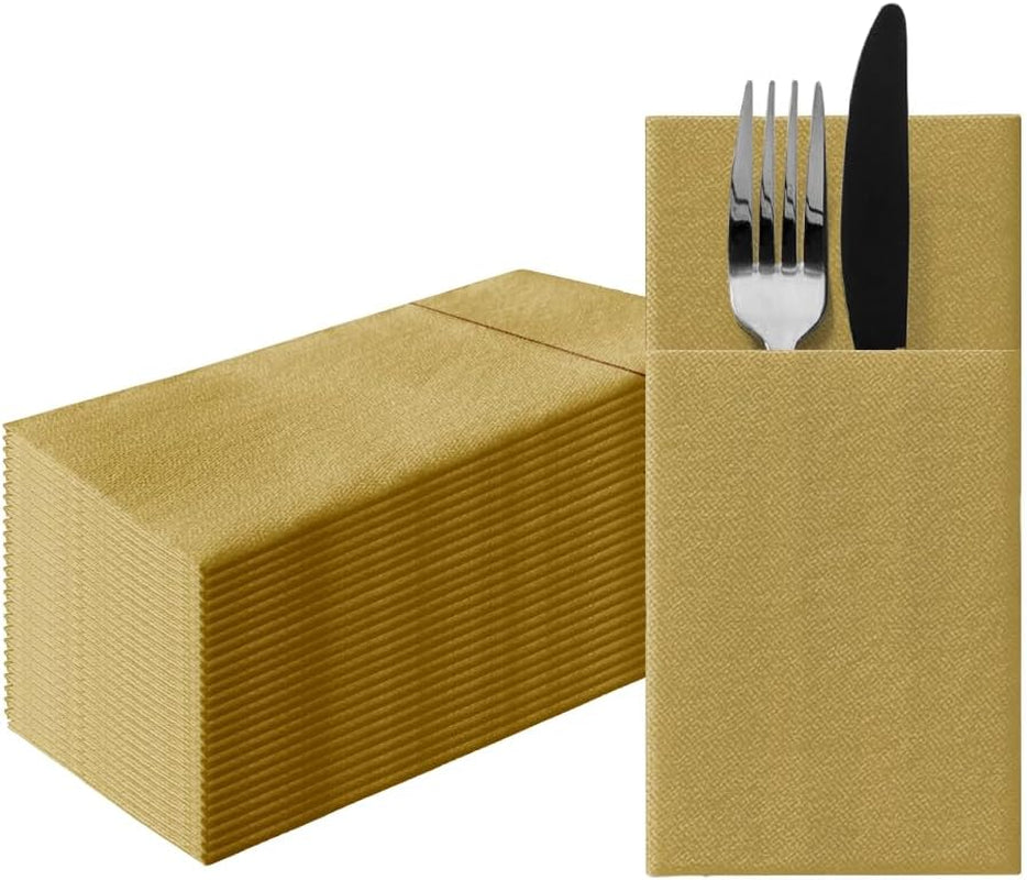 PAW - Șervețele pentru tacâmuri Airlaid - Fabric-like (1/8 fold) | 25 bucăți | Ideal pentru nuntă, botez, comuniune, aniversare | Saci de șervețele pentru tacâmuri | Bej