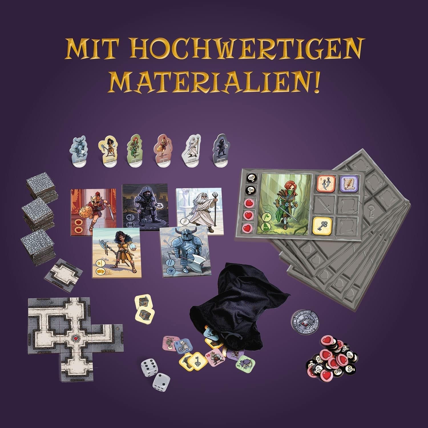 Kosmos 682286 Karak - Începe Aventura, joc captivant pentru copii de la 7 ani în sus, pentru 2-5 jucători, joc de aventură fantastic, joc de societate cu zaruri, instrucțiuni în germană, gri