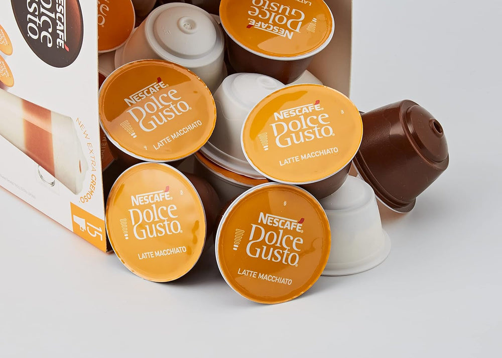 Latte Macchiato Vorratsbox 90 Kaffeekapseln (Aromatischer Espresso, 3-Schichten -Köstlichkeit aus feinem Milchschaum & Cappuccino, 48 Kaffeekapseln