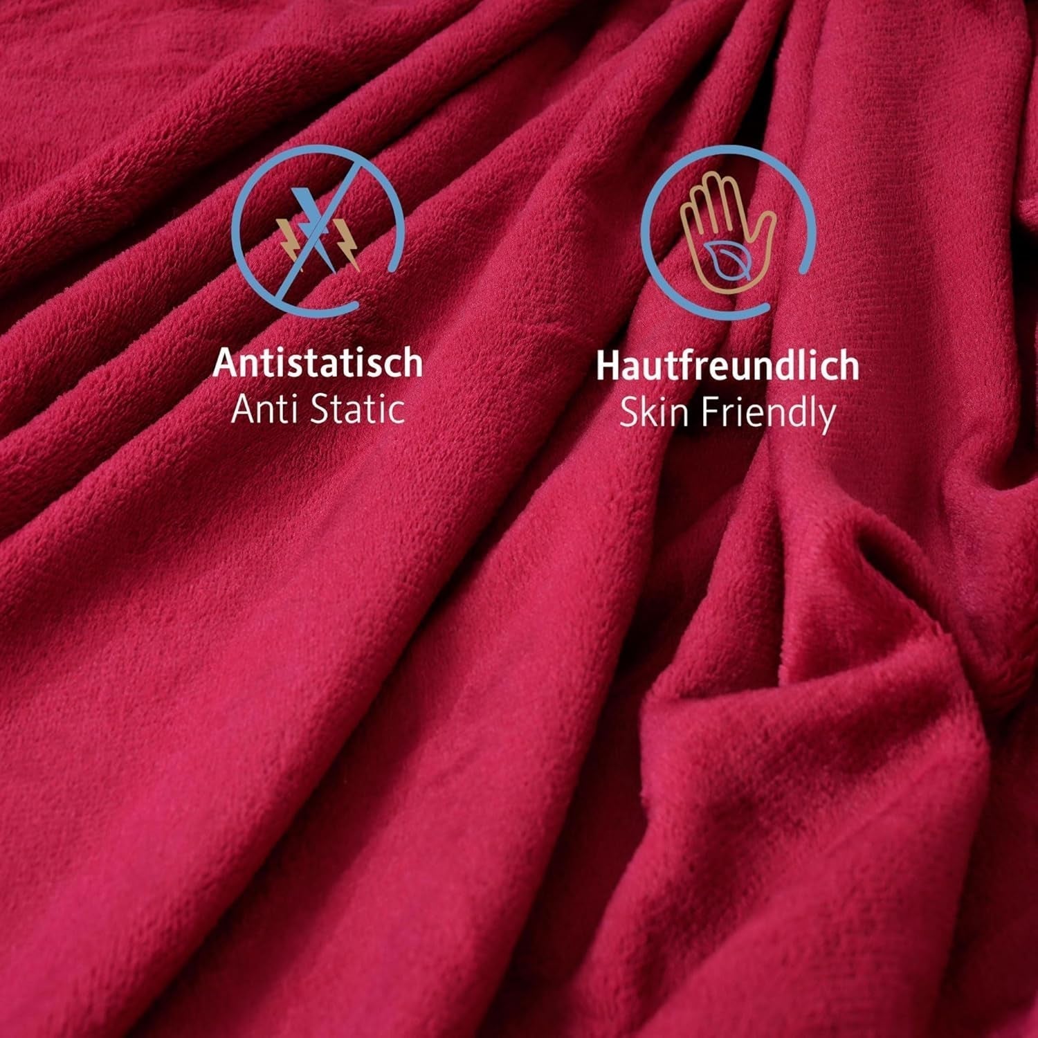 Komfortec hyggetæppe 150X200 Cm, Oeko-Tex certificeret fluffy fleece tæppe, varmt sherpa tæppe til sofaen, tykt tæppe til sofaen, bordeaux senge og tæpper Besuche den Komfortec-Store