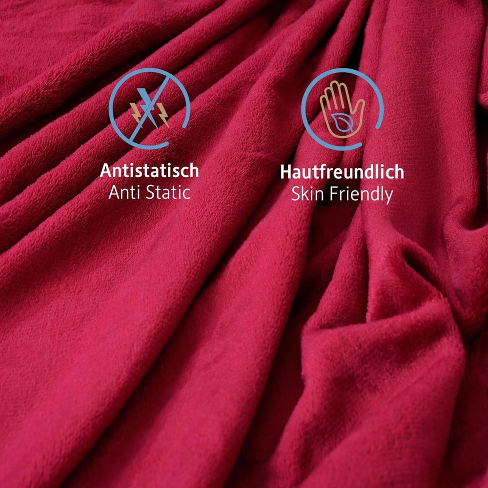 Komfortec hyggetæppe 150X200 Cm, Oeko-Tex certificeret fluffy fleece tæppe, varmt sherpa tæppe til sofaen, tykt tæppe til sofaen, bordeaux senge og tæpper Besuche den Komfortec-Store