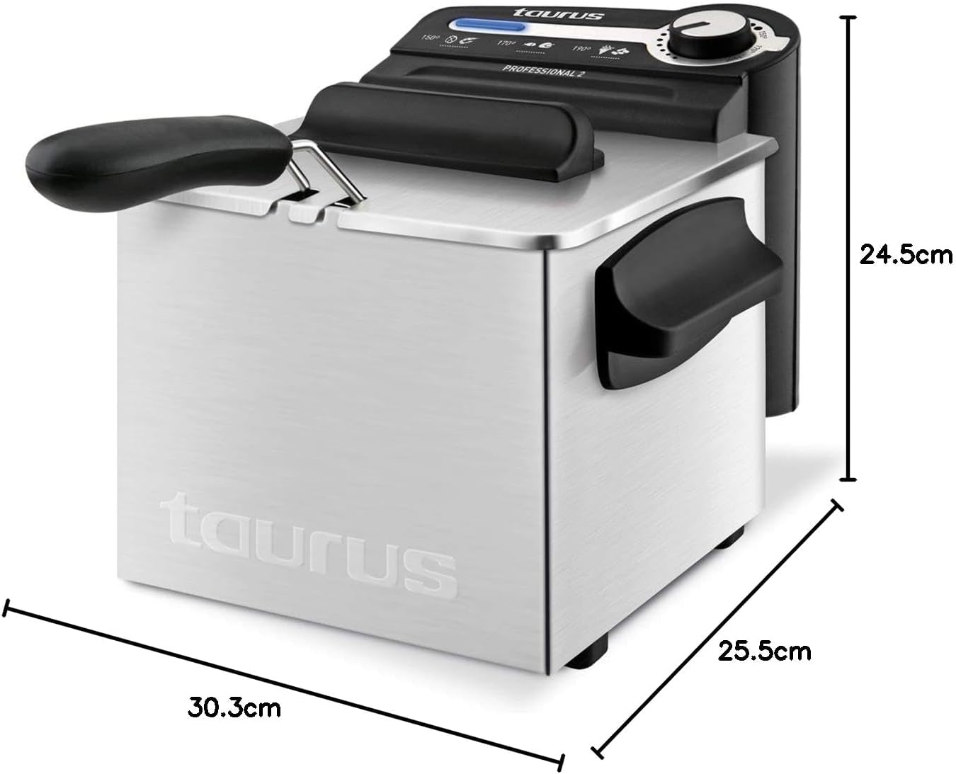 Taurus Professional 2 plus - Oliefrituregryde, 2 liter, 1700 W, 18/8 rustfrit stål Hvidevarer Naty Shop