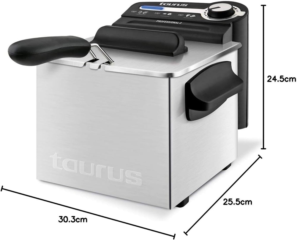 Taurus Professional 2 plus - Oliefrituregryde, 2 liter, 1700 W, 18/8 rustfrit stål Hvidevarer Naty Shop