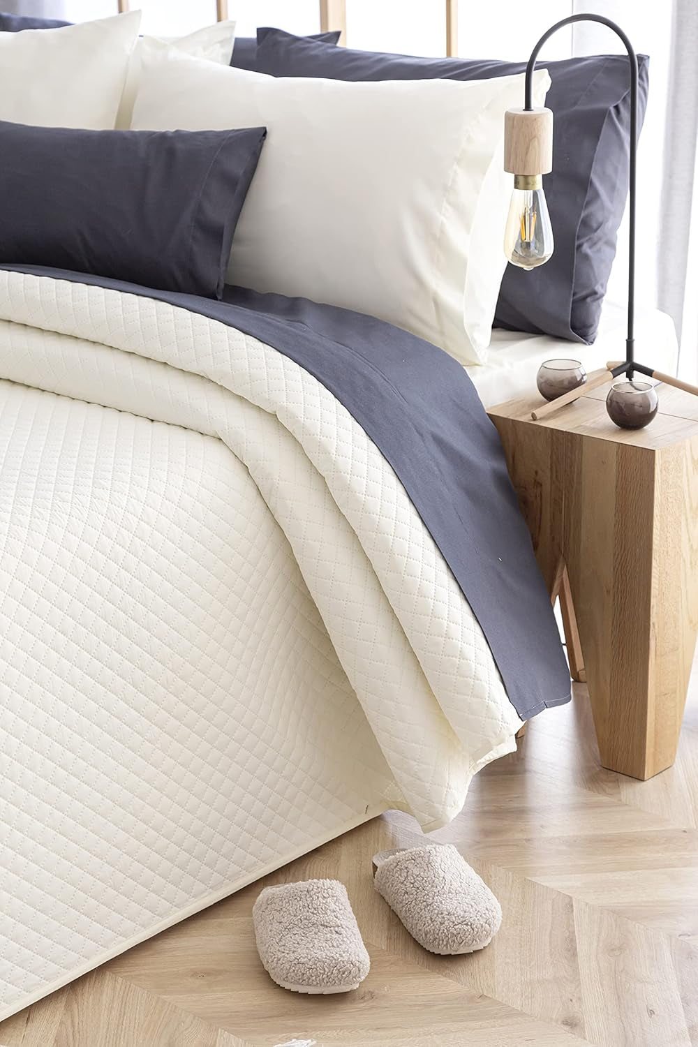 Cuvertură de pat Todocama Fine Boutique cu model Diamond, pentru primăvară, vară, toamnă și iarnă, 100% microfibră extra moale, cuvertură de pat multifuncțională, 105-200 X 260 cm, bej Paturi si Cuverturi Besuche den Todocama-Store