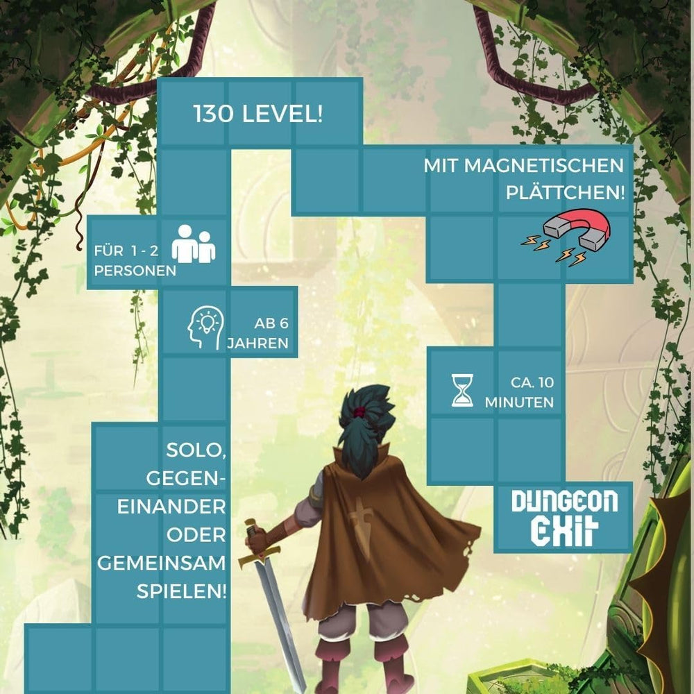 Magnetiske fliser Dungeon Breakout, vanedannende Dungeon Adventure, Fliseplaceringsspil med stigende udfordringer, for 1-2 spillere fra 6 år og opefter