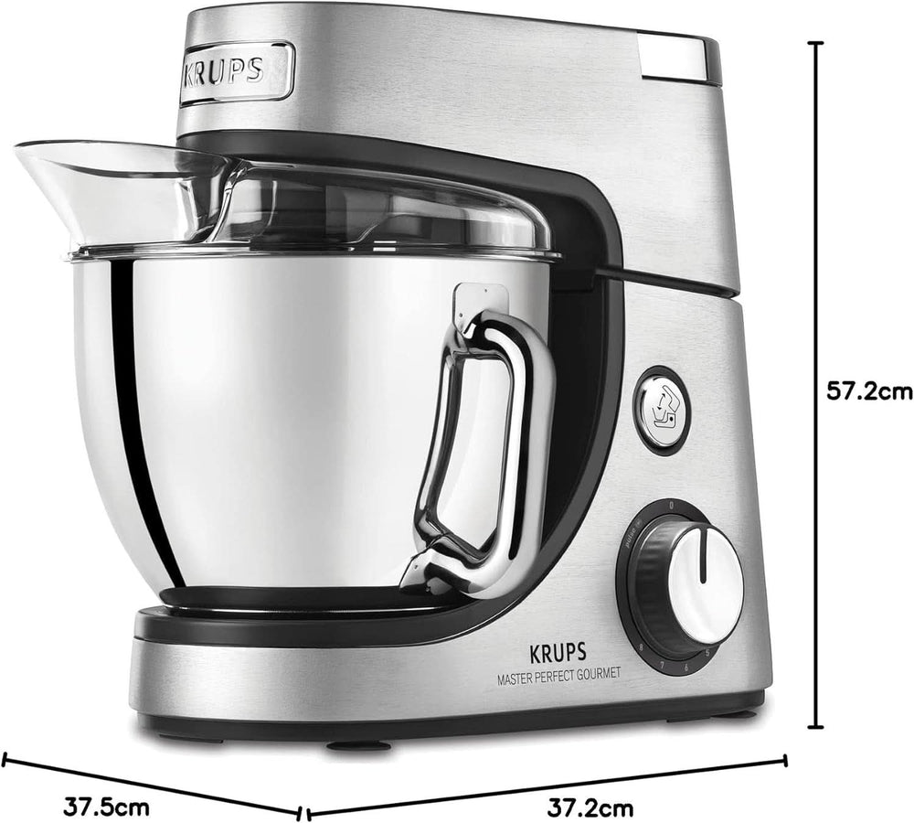 Robot de bucătărie Krups KA631D Master Perfect Gourmet | 1100 wați | 8 viteze | Bol din oțel inoxidabil de 4,6 litri | 5 accesorii: set de coacere, bol flexibil, unitate de mărunțire | oțel inoxidabil periat Mama si Copilul Naty Shop
