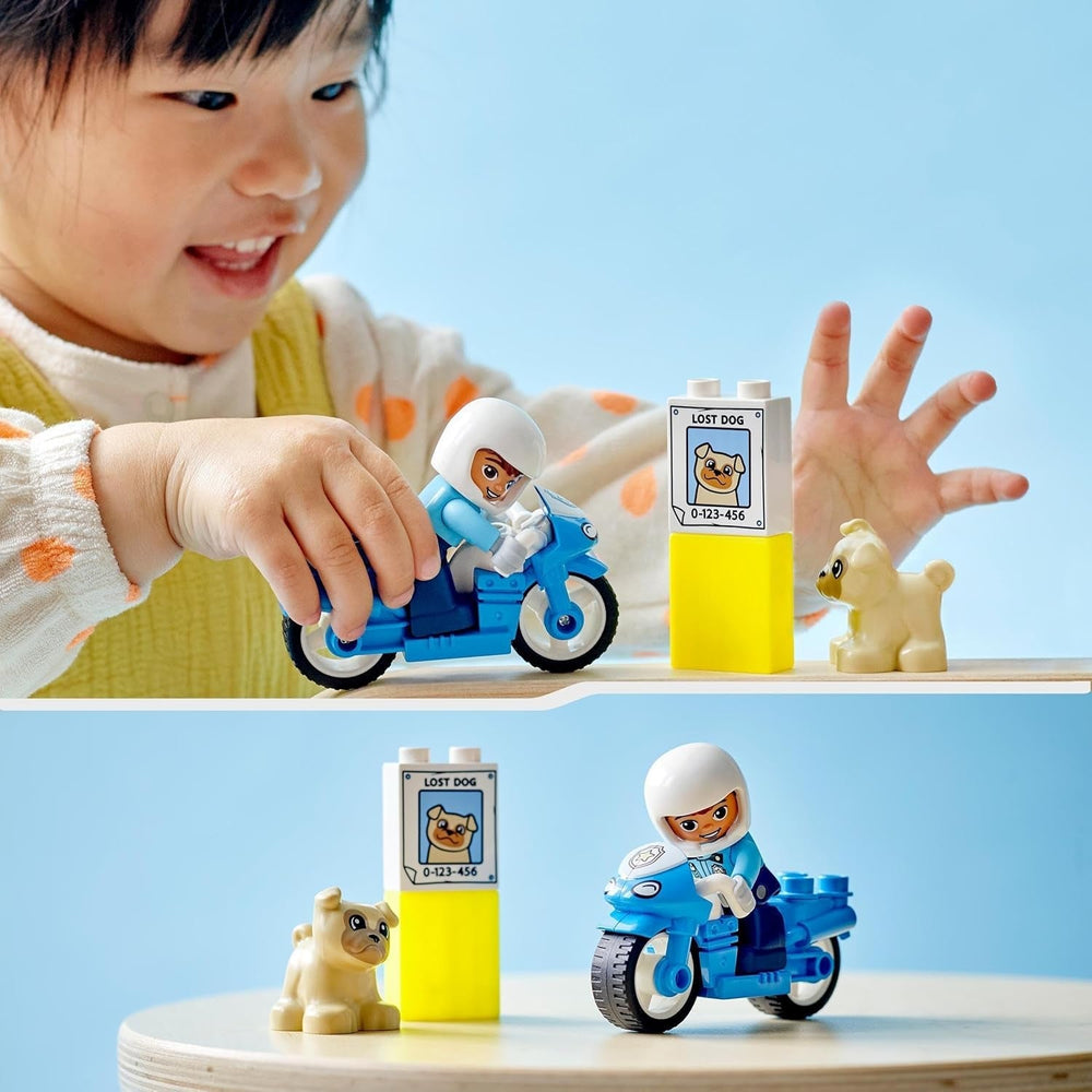 LEGO 10967 DUPLO politimotorcykel, Politilegetøj til småbørn fra 2 år, Ideelt legetøj til motorik til babyer, Legetøjsmotorcykel Byggesæt Besuche den LEGO-Store