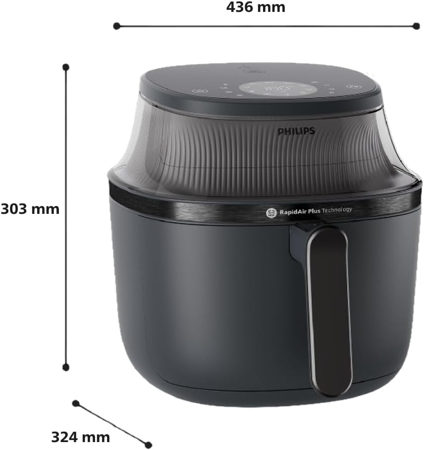 Philips Airfryer 3000 Series 6.2L, Madlavningsvindue, 16 tilberedningsfunktioner i 1, Rapidair plus-teknologi, Fedtfjernelse, Opskriftsapplikation Homeid Appliances Naty Shop