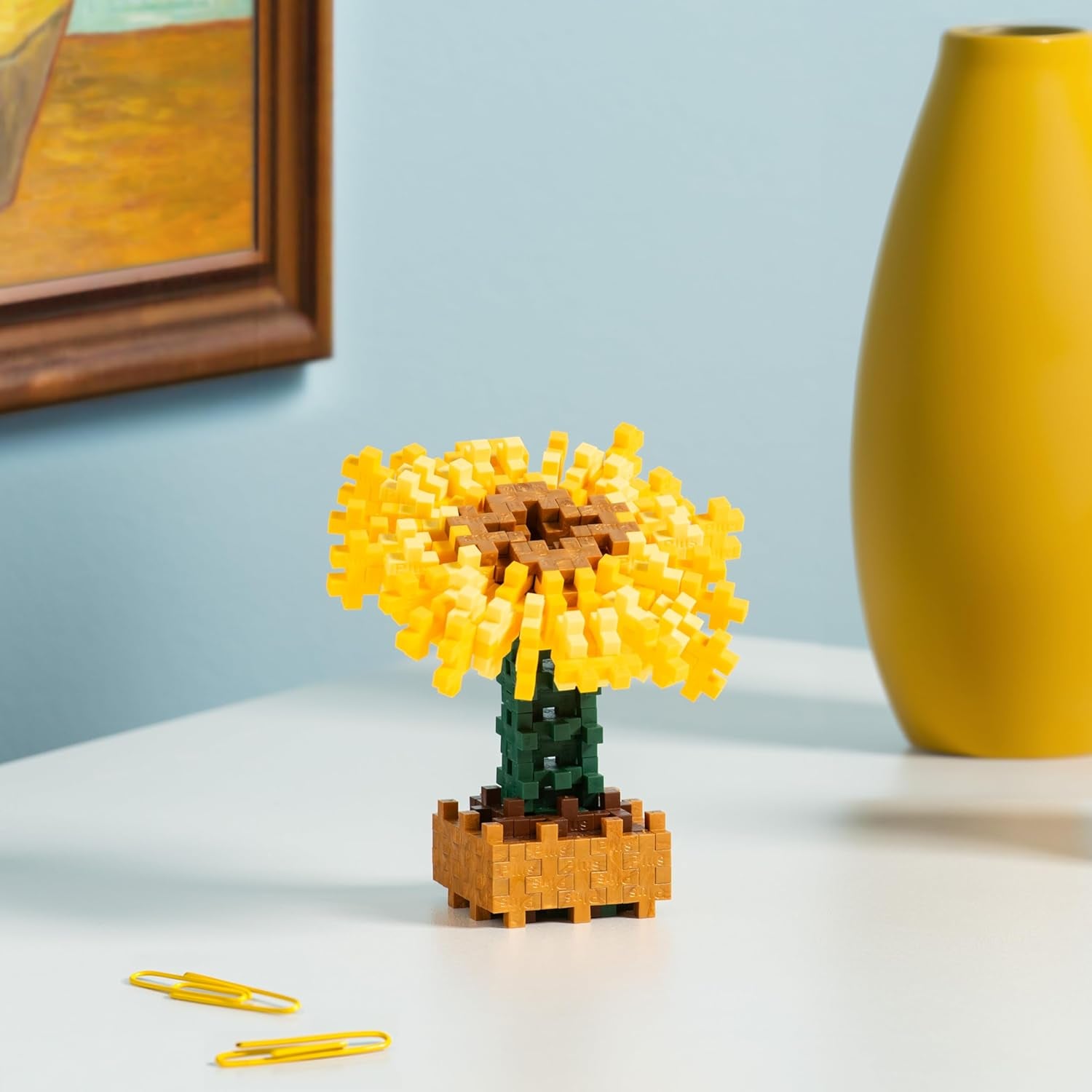 Plus-Plus 5163 Geniales Konstruktionsspielzeug, Sonnenblumen von Vincent Van Gogh, Inspired-Edition, Kreativ-Bausteine ​​Tube, 350 Teile, Solsikker