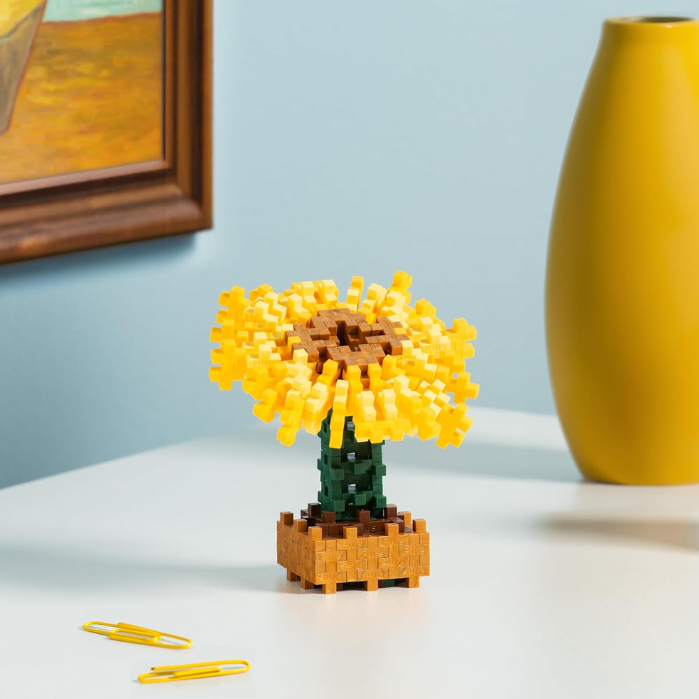 Plus-Plus 5163 Geniales Konstruktionsspielzeug, Sonnenblumen von Vincent Van Gogh, Inspired-Edition, Kreativ-Bausteine ​​Tube, 350 Teile, Solsikker