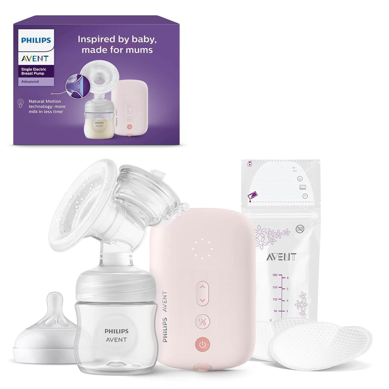 Philips Avent individuel elektronisk brystpumpe - med Natural Motion-teknologi, behagelig silikonepude Tilbehør Mad og amning Bebe Naty Shop Scf395/31