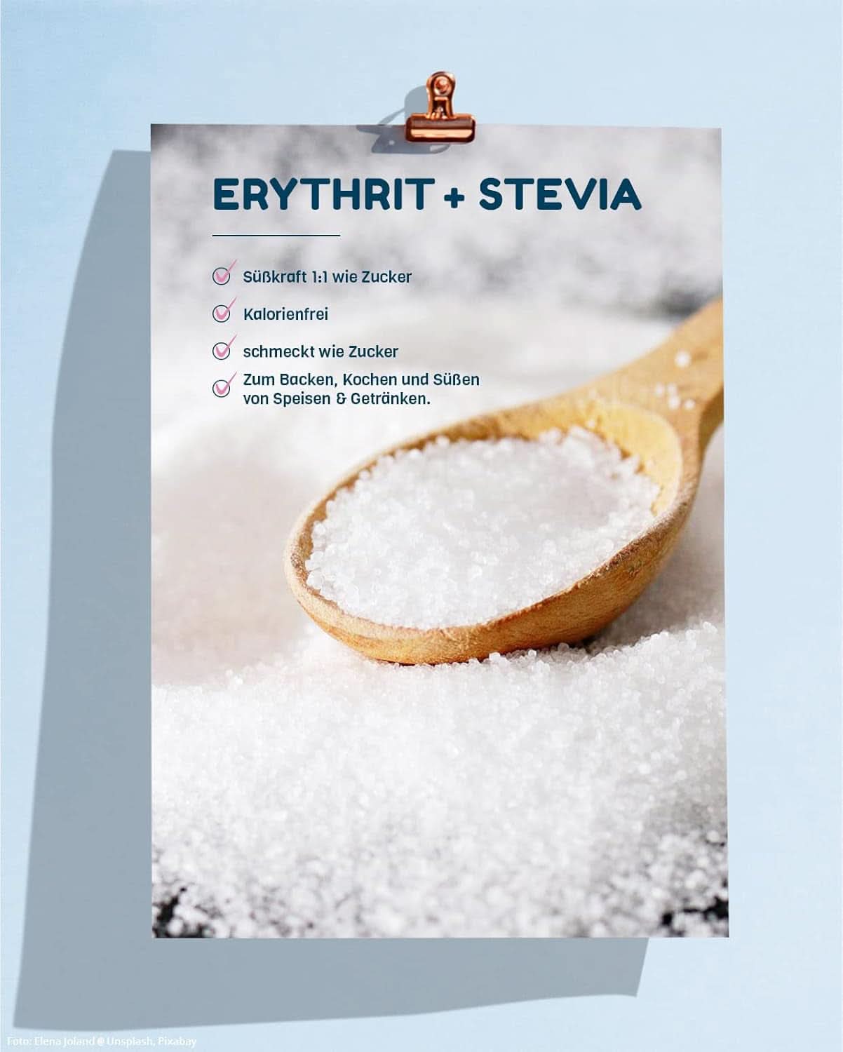 INGEN SUKKER, Erythritol + Stevia Naturlig sukkererstatning uden kalorier 1:1 sødme sammenlignet med sukker, uden smag, 4,5 kg sødemidler Naty Shop