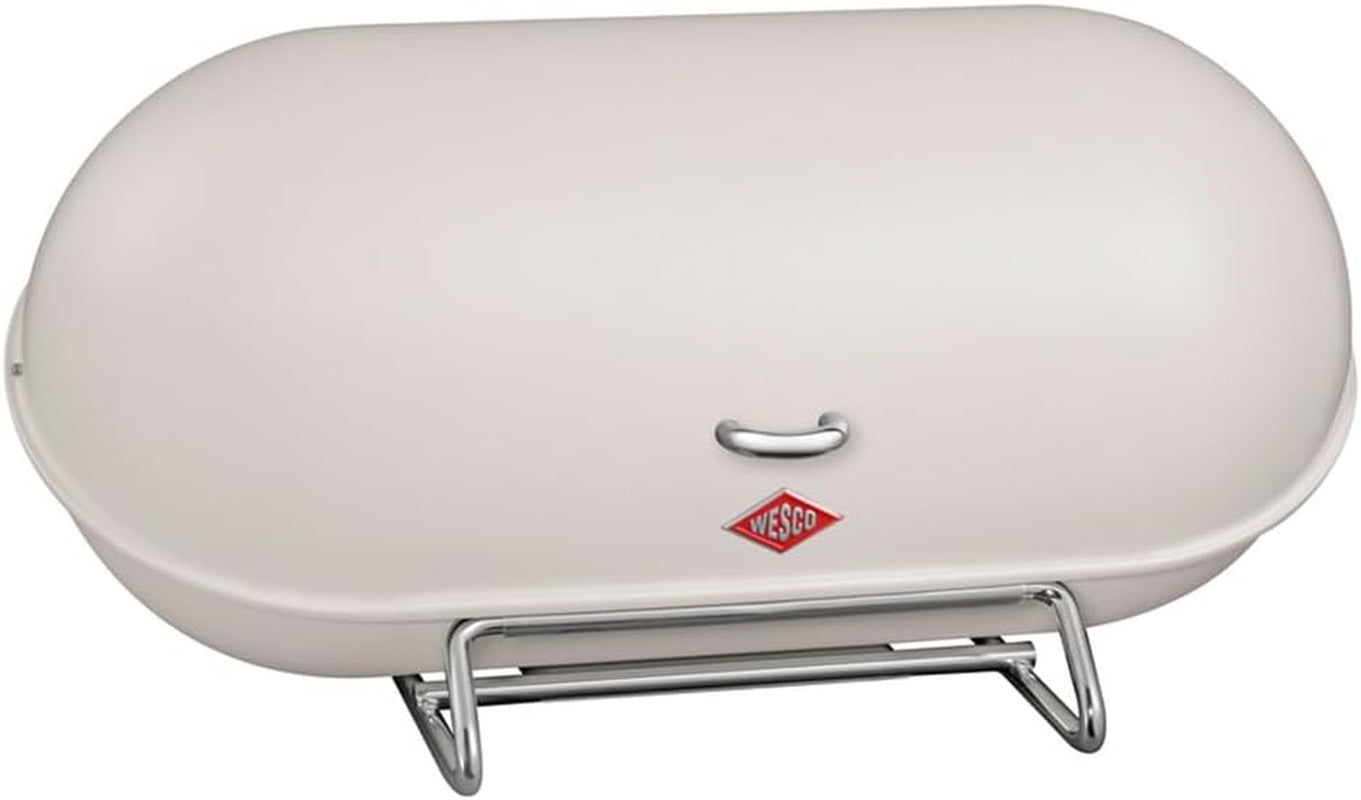 Coș pentru pâine WESCO Breadboy cu capac articulat fără zăngănit, de culoare roșie, din tablă de oțel acoperită cu pulbere, găuri de ventilație și mâner robust Cutii depozitare alimente Naty Shop Nisip mat