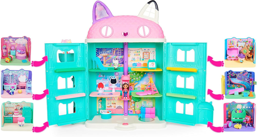 Gabby's Dollhouse Deluxe-værelse, Purr-Ific-legerum, legerum med Carlita-legetøjsbil, 2 møbler og 2 overraskelsesæsker med tilbehør, egnet til 3 år og opefter Naty Shop dukkehuse