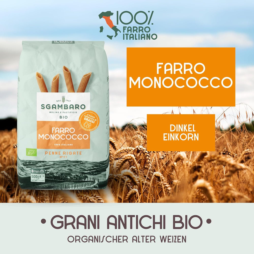 Økologisk Penne Rigate Pasta N.91 - 500 g fedtfattig hvedepasta - Kilde til fibre og protein