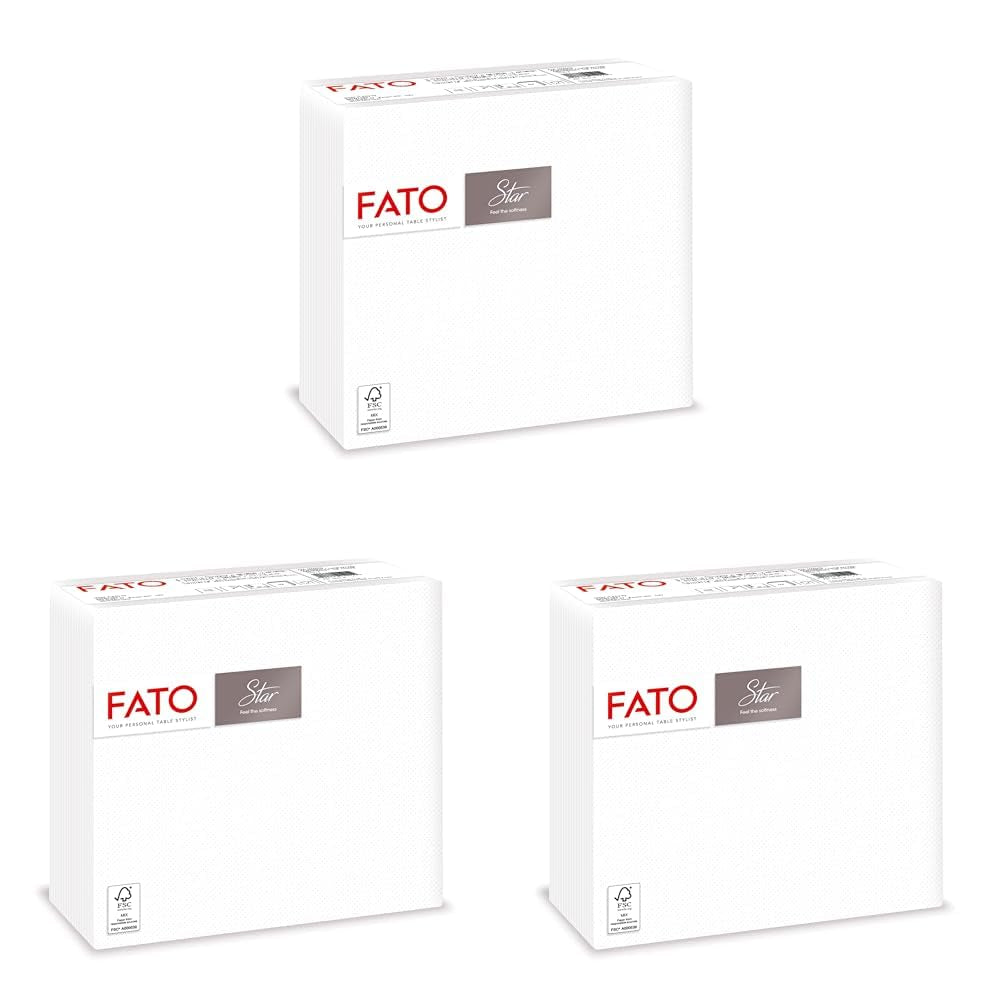 , Șervețele de hârtie de unică folosință, moi și delicate, pachet de 40 de șervețele, dimensiune 38X38 pliate în 4, 2 straturi, culoare albă, 100% hârtie din celuloză pură, certificate Fsc (pachet de 3)