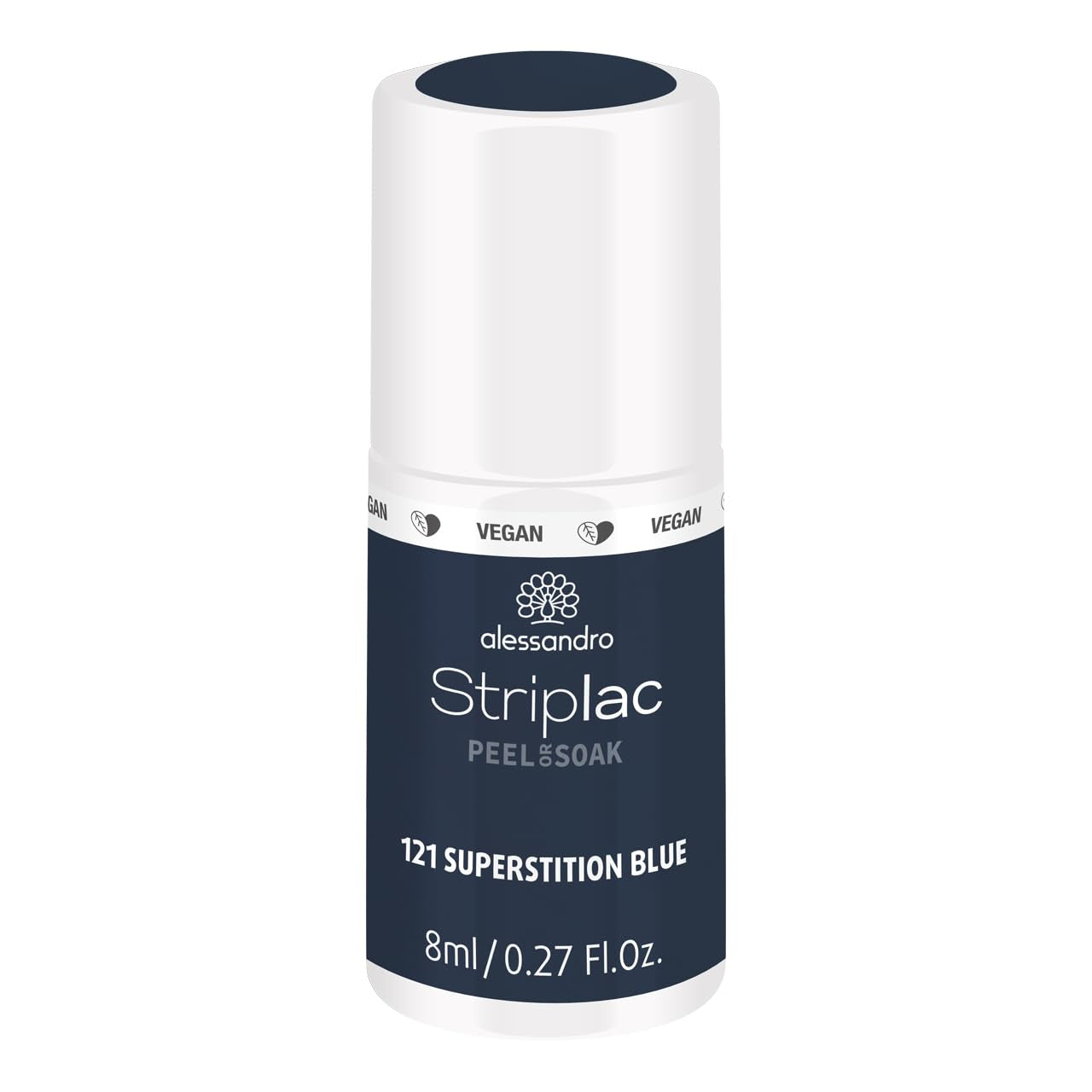 UV-neglelak alessandro Striplac Midnight Black – Delikat og langtidsholdbar – Nem fjernelse takket være peel-off fjernelsesteknologi – Vegansk og grusomhedsfri – 8 ml