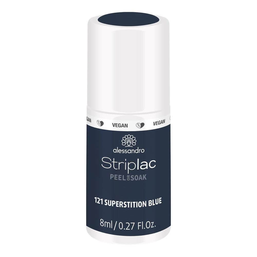 UV-neglelak alessandro Striplac Midnight Black – Delikat og langtidsholdbar – Nem fjernelse takket være peel-off fjernelsesteknologi – Vegansk og grusomhedsfri – 8 ml