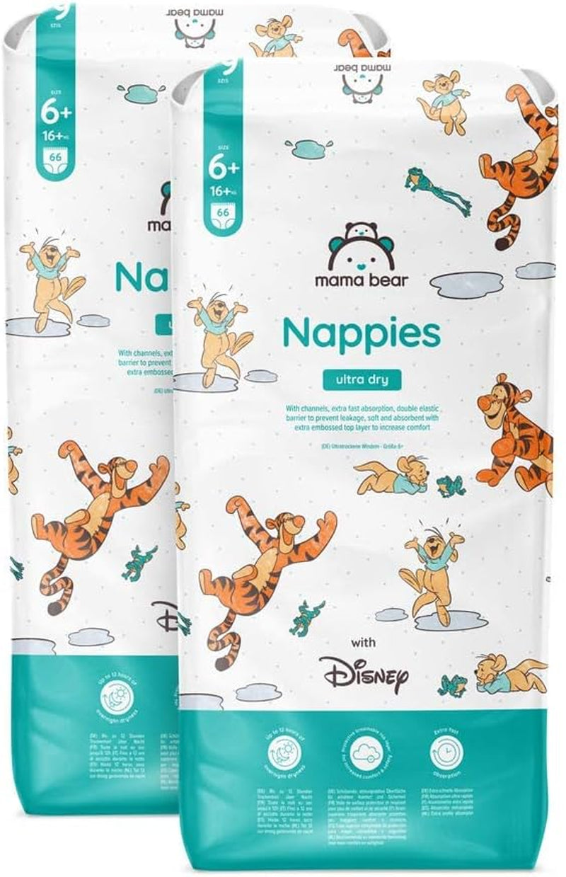 Amazon-mærke: Mama Bear Disney Ultra Dry Bleer, Størrelse 3 (4-9 kg) - Månedlig æske, hvid, 172 Antal (2 pakker af 86)
