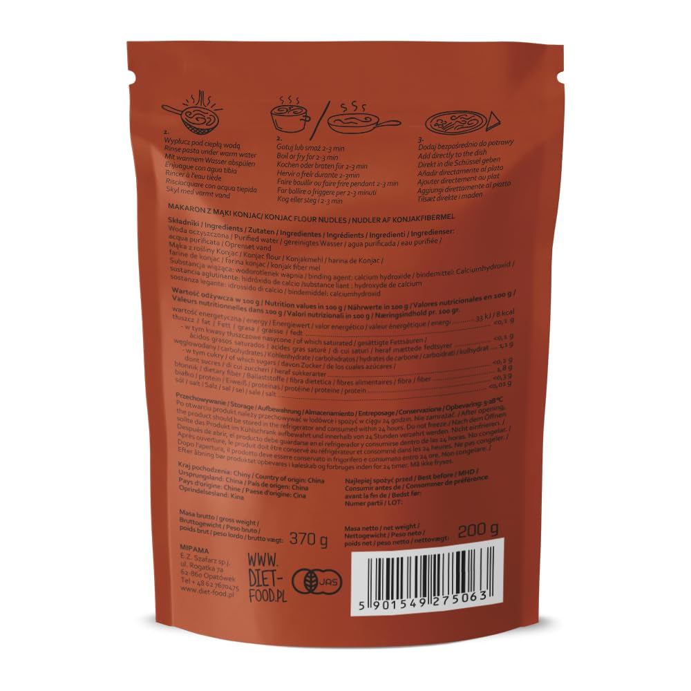 Shirataki Nudler KOST-MAD Low Carb Kaloriefattig Konjac Nudler Vegansk mad Fedtfri Sojafri Glutenfri Vandopløselig Diæt Nudler Lavt Kalorieindhold 200 Gram