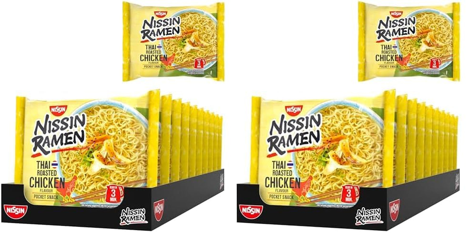 Nissin Ramen - Thai bagt kylling 10 pakke asiatisk stil instant nudler Thai opskrift Hurtig og nem asiatisk mad (10 x 65 g)